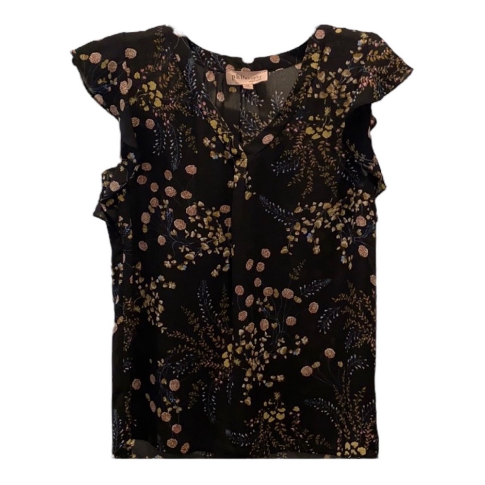 NWOT black blouse with floral pattern